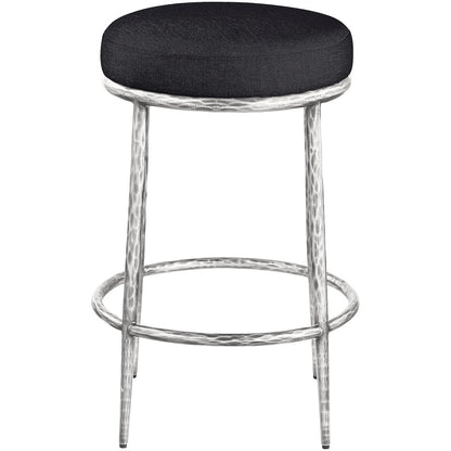 Ferro Black Linen Textured Performance Fabric Upholstered Counter Stool