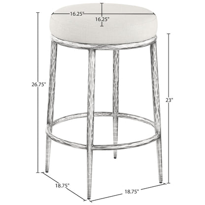 Ferro Cream Linen Textured Performance Fabric Upholstered Counter Stool