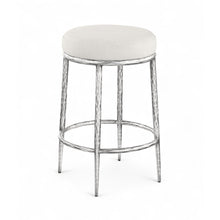 Ferro Cream Linen Textured Performance Fabric Upholstered Counter Stool