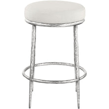 Ferro Cream Linen Textured Performance Fabric Upholstered Counter Stool