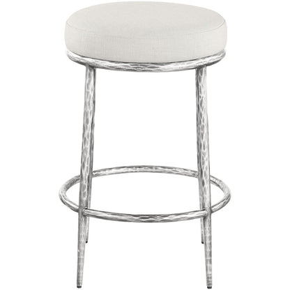 Ferro Cream Linen Textured Performance Fabric Upholstered Counter Stool