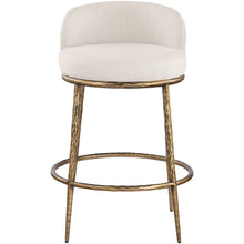 Ferro Beige Linen Textured Performance Fabric Upholstered Counter Stool