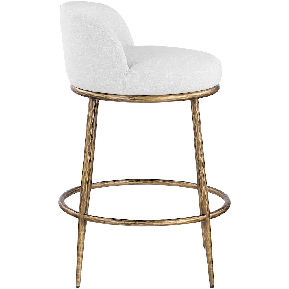 Ferro White Linen Textured Performance Fabric Upholstered Counter Stool
