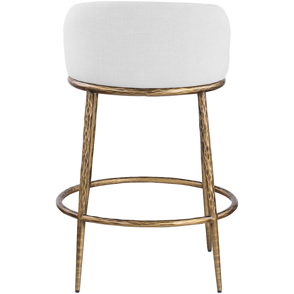Ferro White Linen Textured Performance Fabric Upholstered Counter Stool