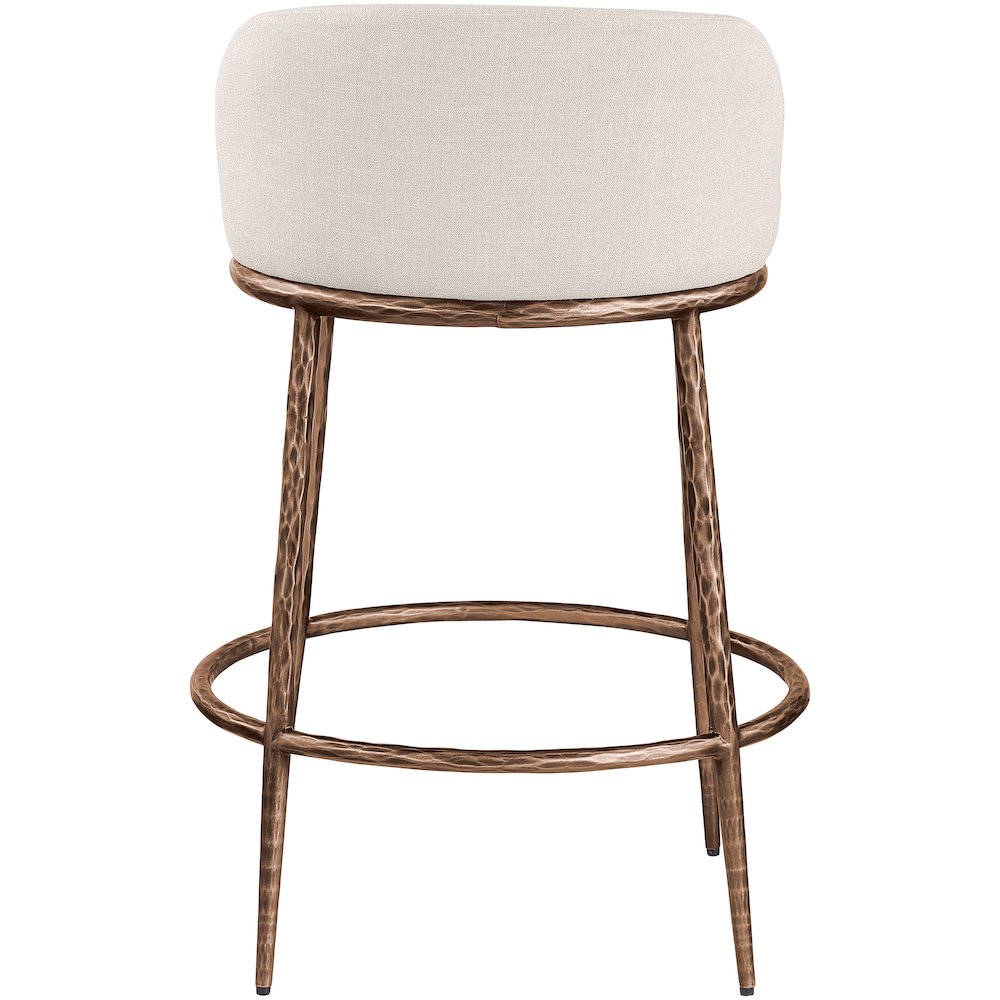 Ferro Beige Linen Textured Performance Fabric Upholstered Counter Stool