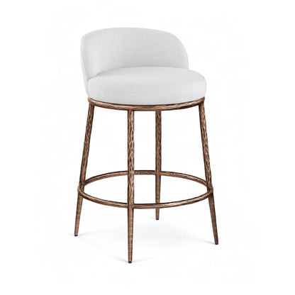 Ferro White Linen Textured Performance Fabric Upholstered Counter Stool