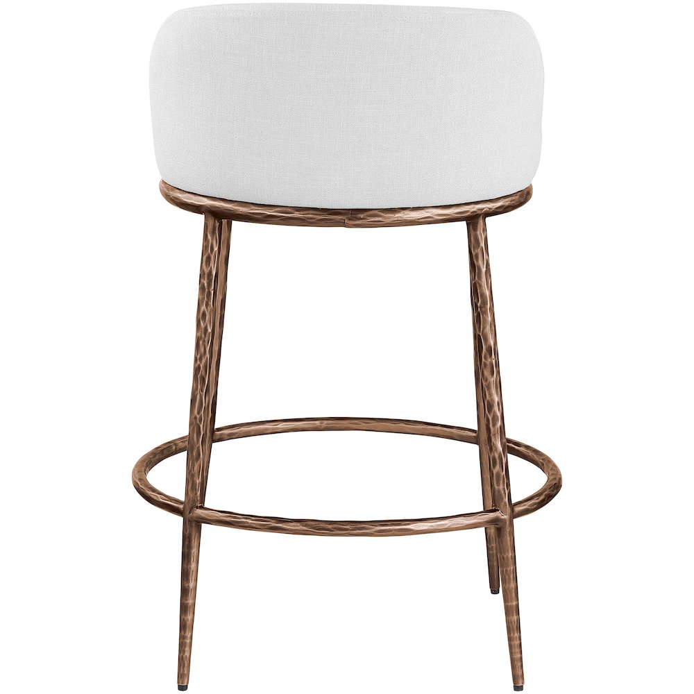 Ferro White Linen Textured Performance Fabric Upholstered Counter Stool