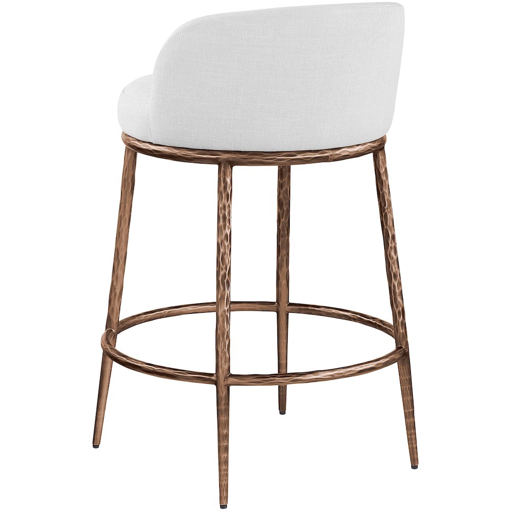 Ferro White Linen Textured Performance Fabric Upholstered Counter Stool