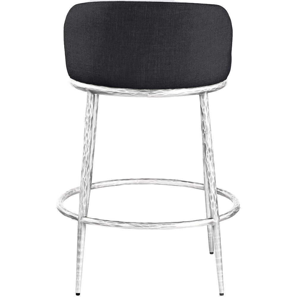 Ferro Black Linen Textured Performance Fabric Upholstered Counter Stool