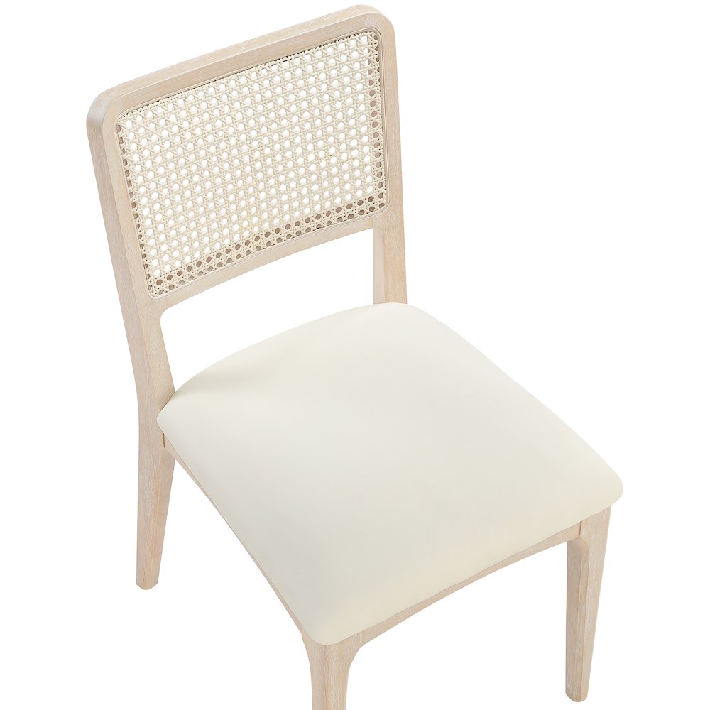Atrium Cream Vegan Leather Upholstered Dining Chair, Set of 2