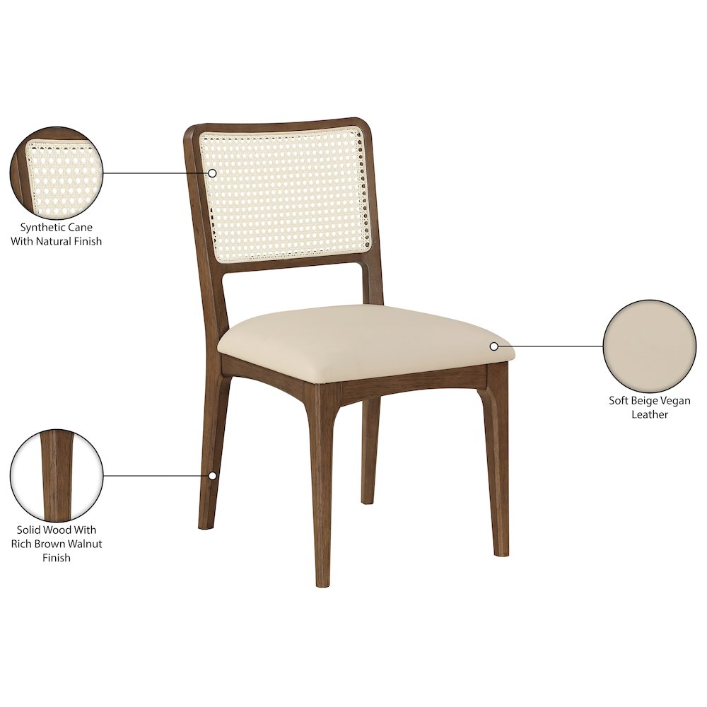 Atrium Beige Vegan Leather Upholstered Dining Chair, Set of 2