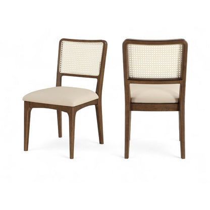 Atrium Beige Vegan Leather Upholstered Dining Chair, Set of 2