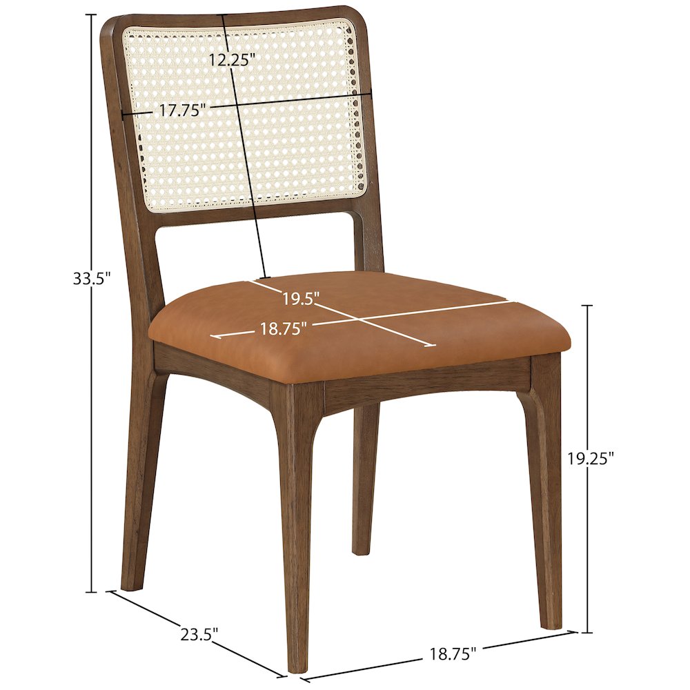 Atrium Cognac Vegan Leather Upholstered Dining Chair, Set of 2