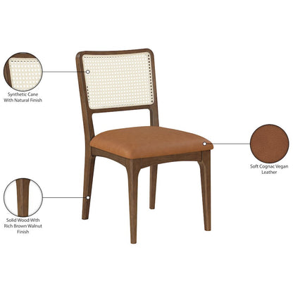 Atrium Cognac Vegan Leather Upholstered Dining Chair, Set of 2