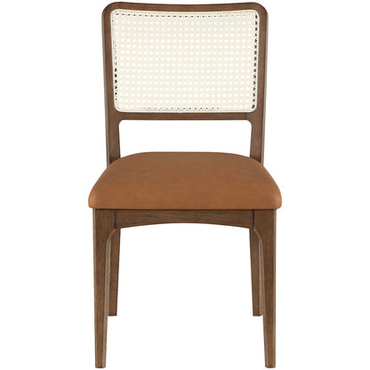 Atrium Cognac Vegan Leather Upholstered Dining Chair, Set of 2