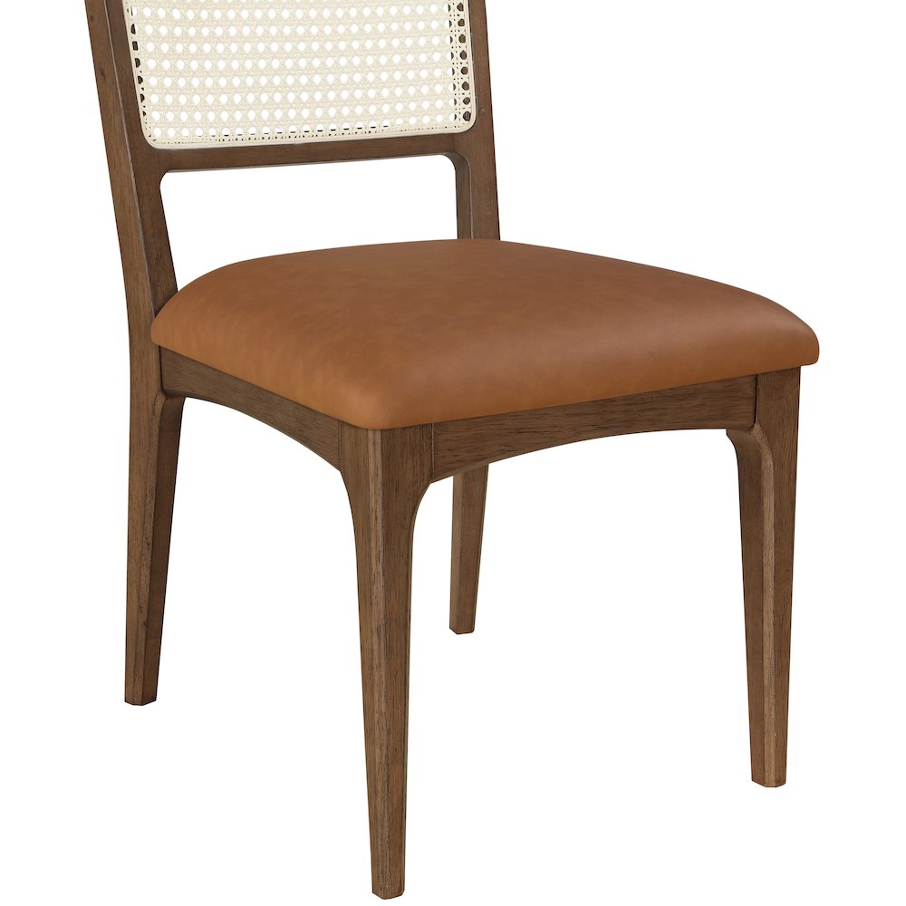 Atrium Cognac Vegan Leather Upholstered Dining Chair, Set of 2