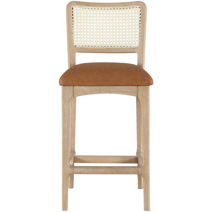 Atrium Cognac Vegan Leather Upholstered Counter Stool, Set of 2