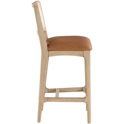 Atrium Cognac Vegan Leather Upholstered Counter Stool, Set of 2