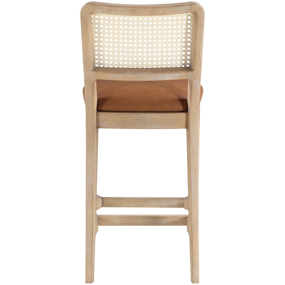 Atrium Cognac Vegan Leather Upholstered Counter Stool, Set of 2