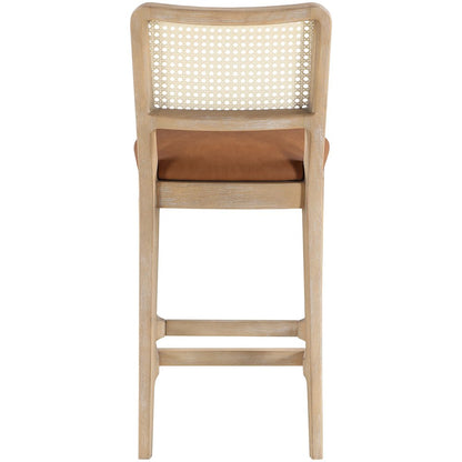 Atrium Cognac Vegan Leather Upholstered Counter Stool, Set of 2