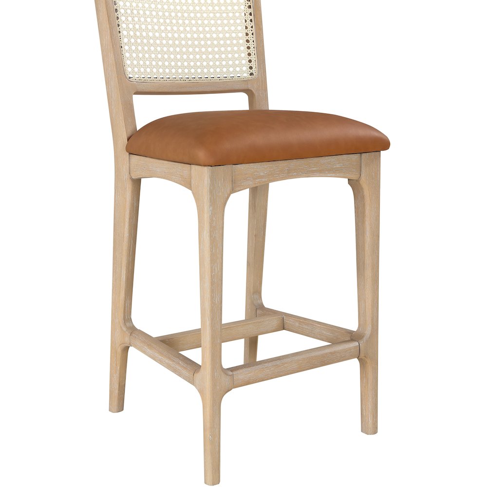 Atrium Cognac Vegan Leather Upholstered Counter Stool, Set of 2