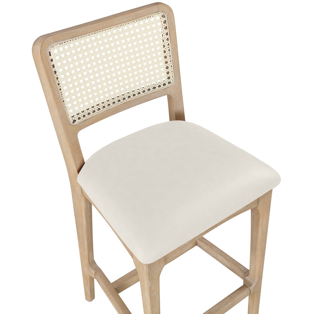 Atrium Cream Vegan Leather Upholstered Counter Stool, Set of 2