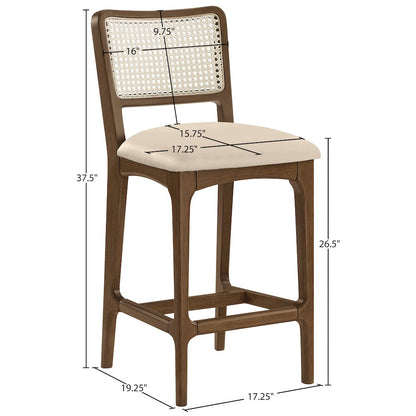 Atrium Beige Vegan Leather Upholstered Counter Stool, Set of 2