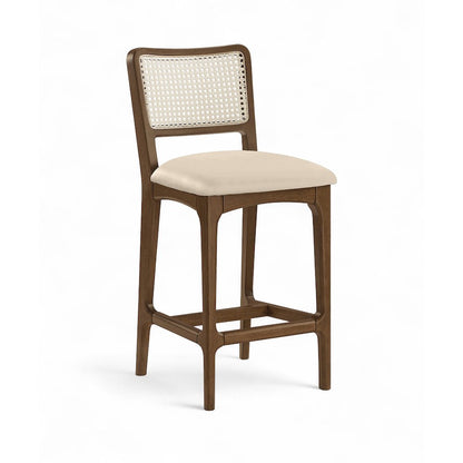 Atrium Beige Vegan Leather Upholstered Counter Stool, Set of 2