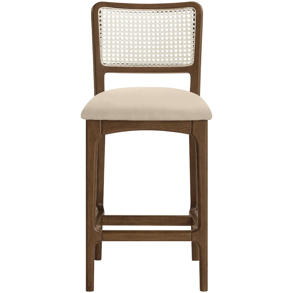 Atrium Beige Vegan Leather Upholstered Counter Stool, Set of 2