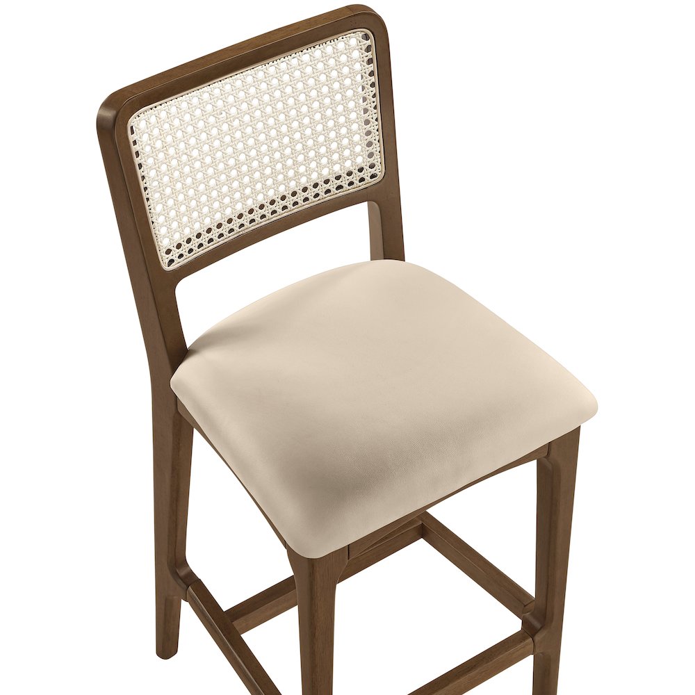 Atrium Beige Vegan Leather Upholstered Counter Stool, Set of 2