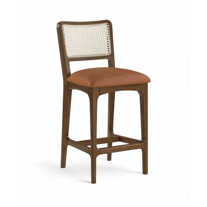 Atrium Cognac Vegan Leather Upholstered Counter Stool, Set of 2