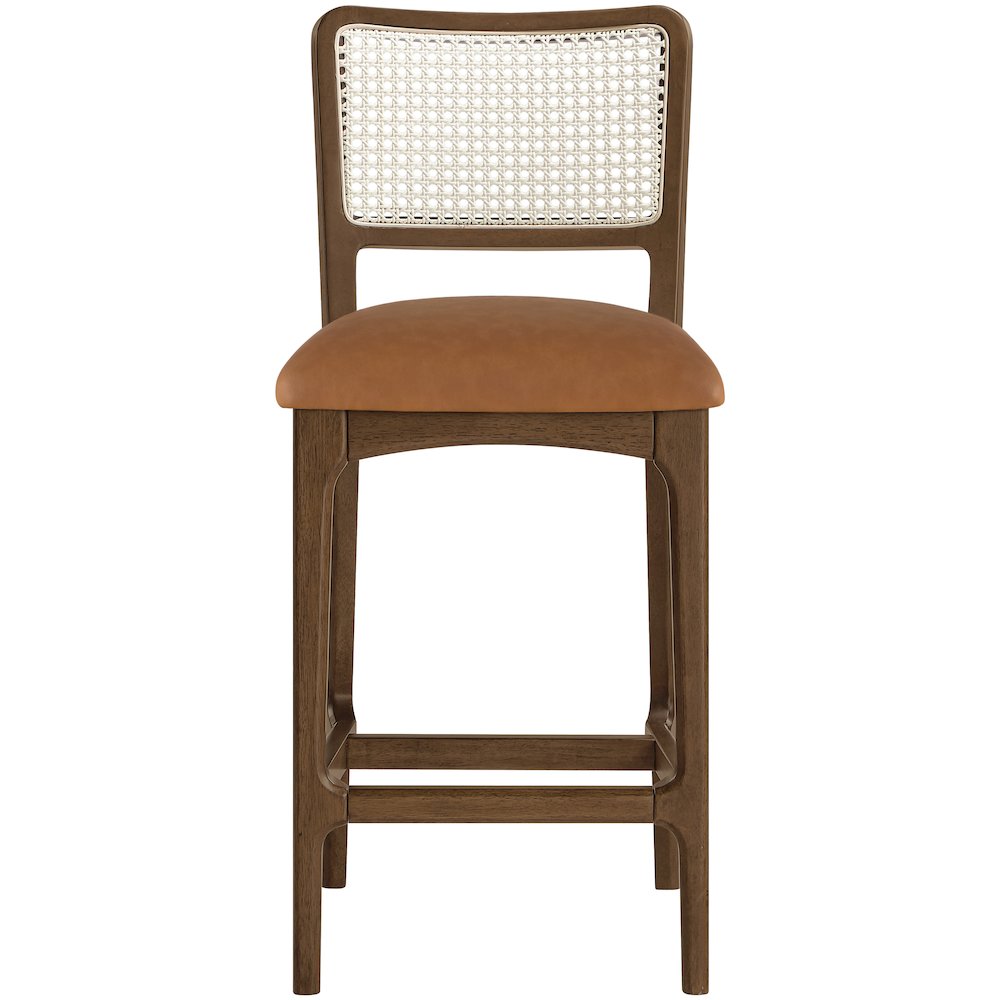 Atrium Cognac Vegan Leather Upholstered Counter Stool, Set of 2