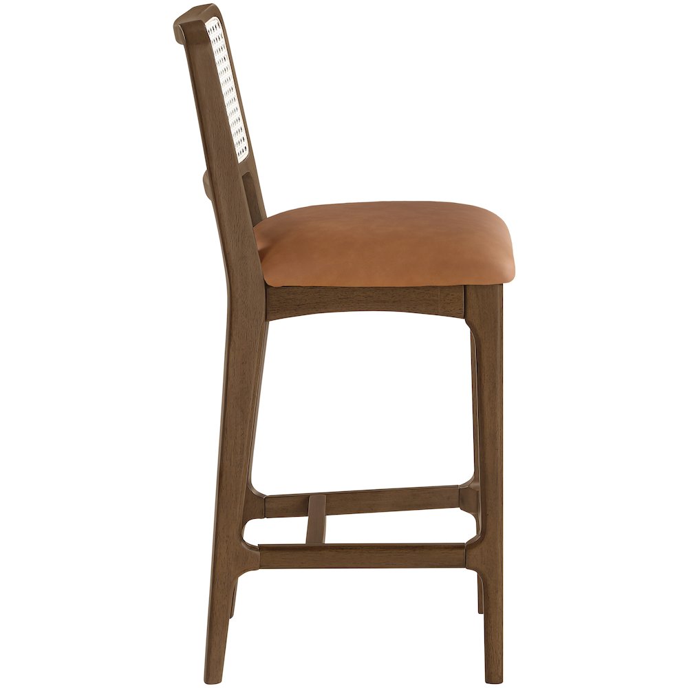 Atrium Cognac Vegan Leather Upholstered Counter Stool, Set of 2