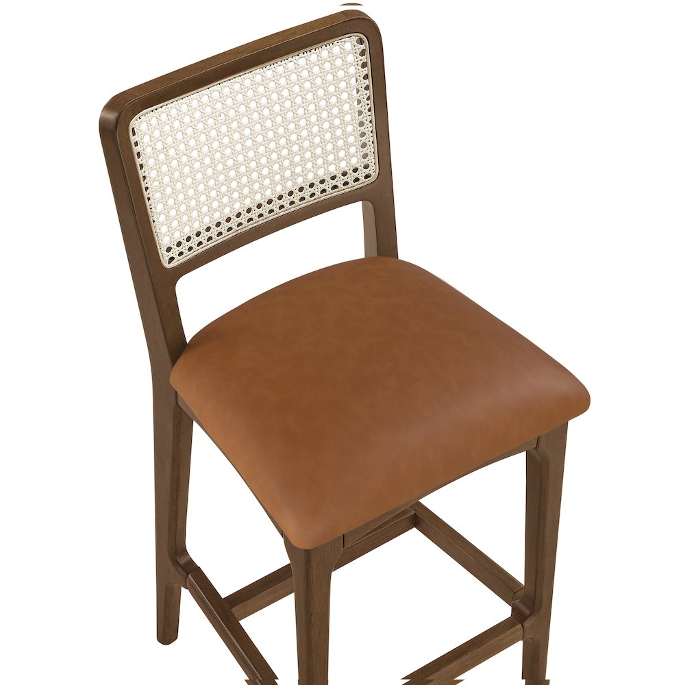 Atrium Cognac Vegan Leather Upholstered Counter Stool, Set of 2