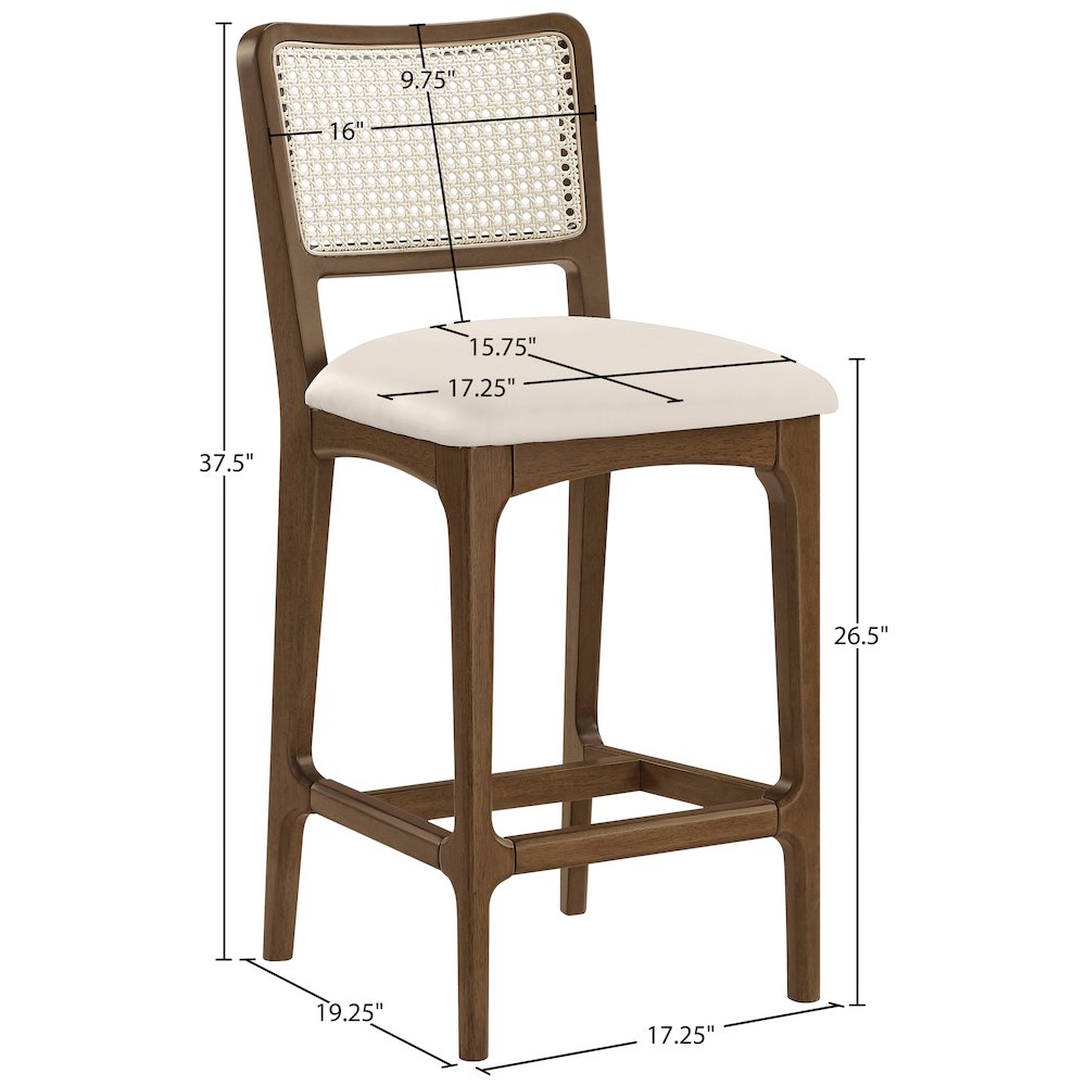 Atrium Cream Vegan Leather Upholstered Counter Stool, Set of 2