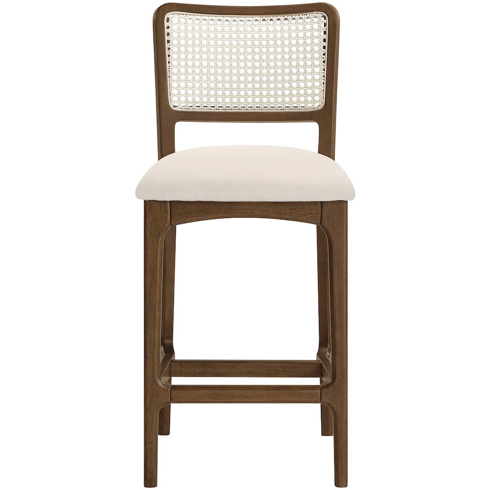 Atrium Cream Vegan Leather Upholstered Counter Stool, Set of 2