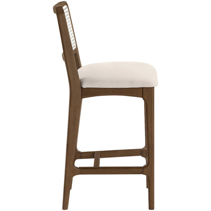 Atrium Cream Vegan Leather Upholstered Counter Stool, Set of 2