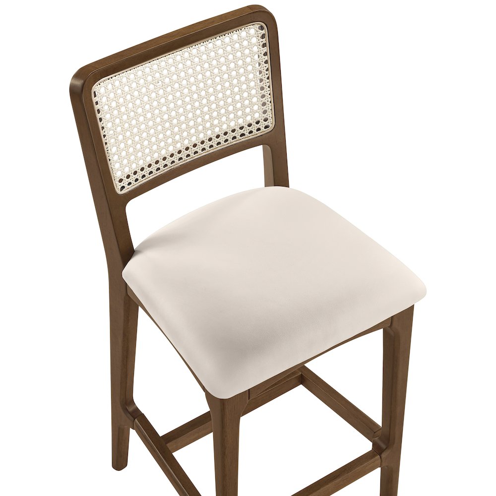 Atrium Cream Vegan Leather Upholstered Counter Stool, Set of 2