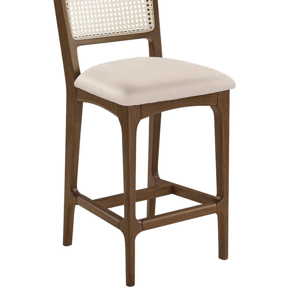 Atrium Cream Vegan Leather Upholstered Counter Stool, Set of 2