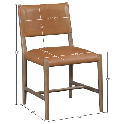 Andie Cognac Vegan Leather Upholstered Dining Chair, Set of 2