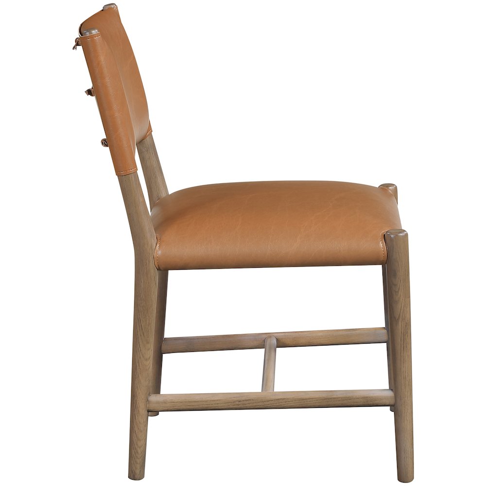 Andie Cognac Vegan Leather Upholstered Dining Chair, Set of 2