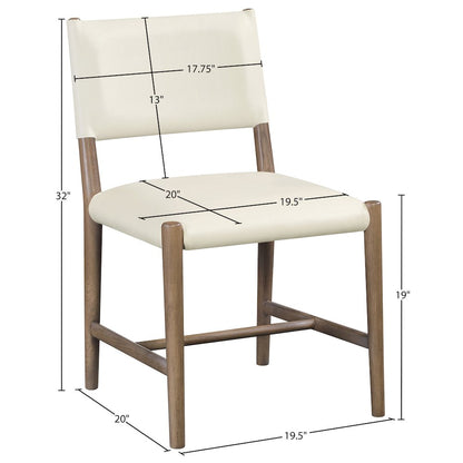 Andie Cream Vegan Leather Upholstered Dining Chair, Set of 2