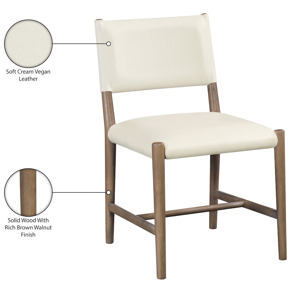 Andie Cream Vegan Leather Upholstered Dining Chair, Set of 2