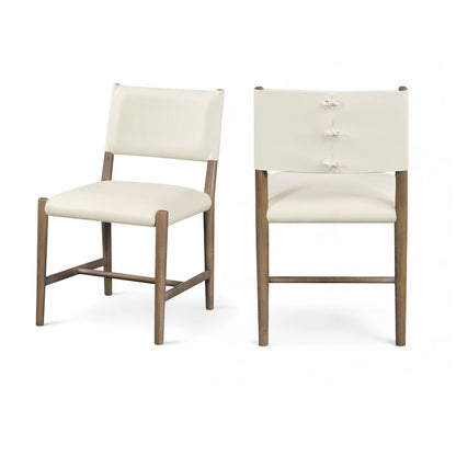 Andie Cream Vegan Leather Upholstered Dining Chair, Set of 2