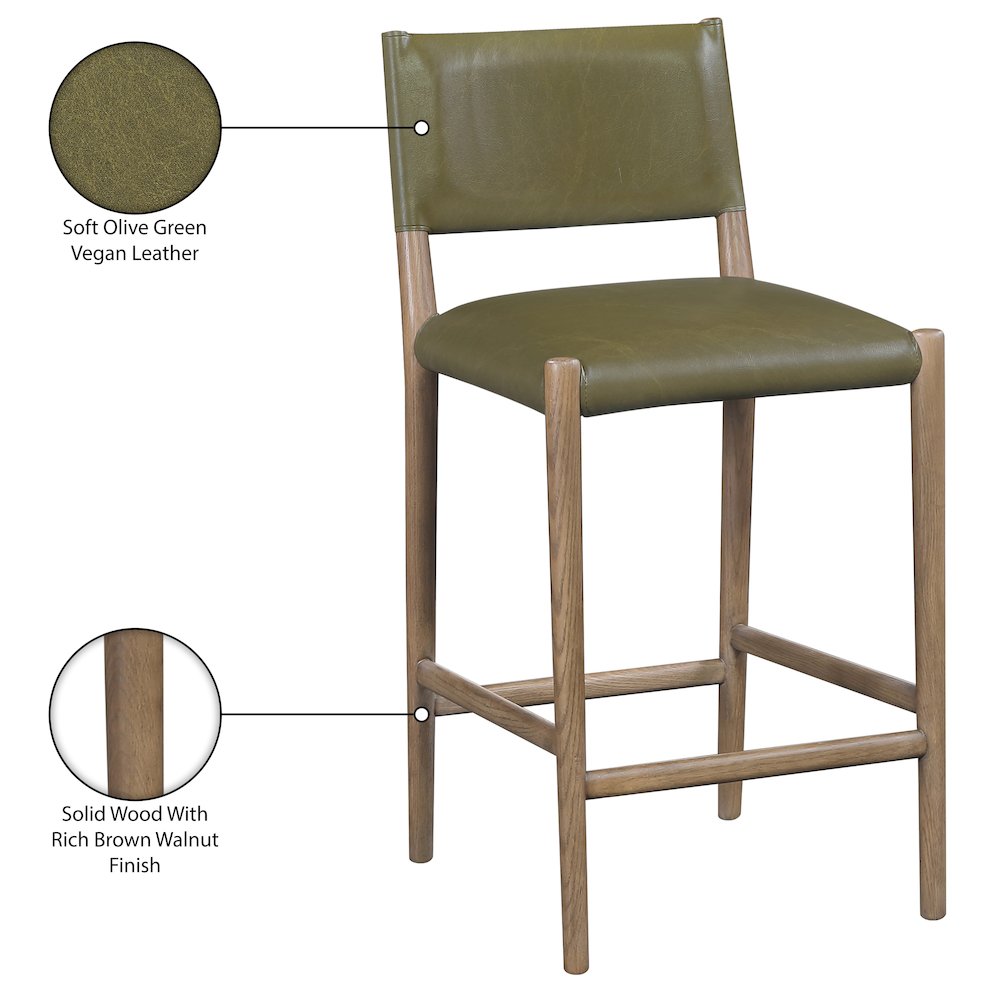Andie Olive Vegan Leather Upholstered Counter Stool
