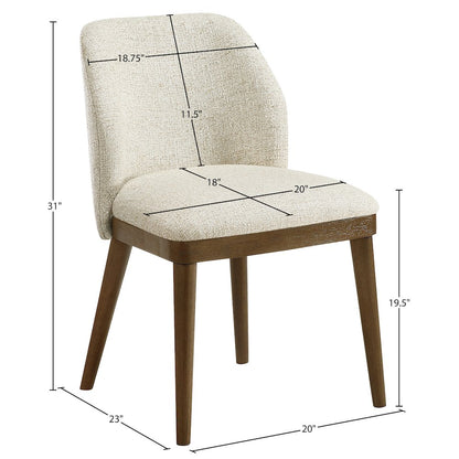Valeo Beige Linen Textured Fabric Upholstered Dining Chair, Set of 2