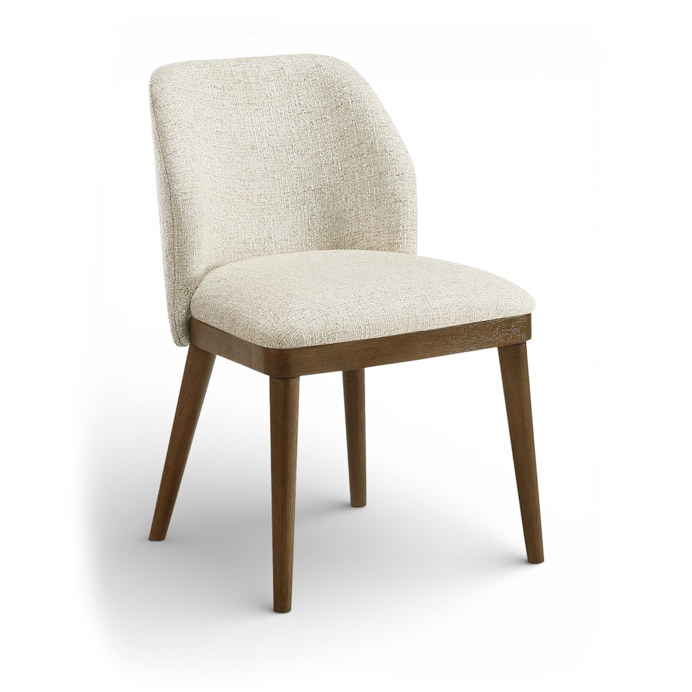 Valeo Beige Linen Textured Fabric Upholstered Dining Chair, Set of 2