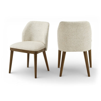 Valeo Beige Linen Textured Fabric Upholstered Dining Chair, Set of 2