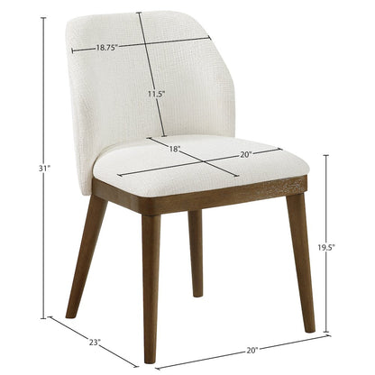 Valeo Cream Linen Textured Fabric Upholstered Dining Chair, Set of 2