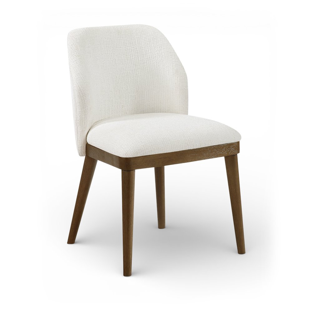Valeo Cream Linen Textured Fabric Upholstered Dining Chair, Set of 2